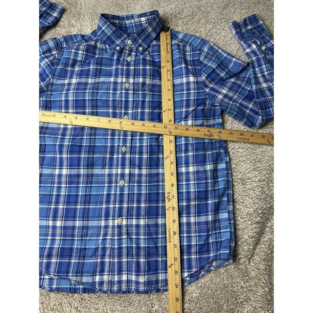 Ralph Lauren Performance Plaid Button-Down Shirt - Blue Kid's Size L 14-16